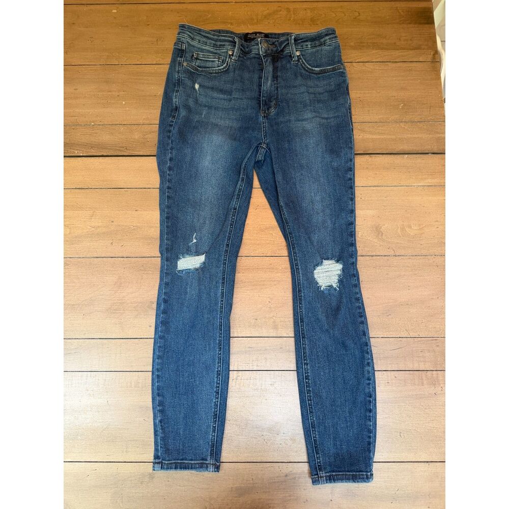 Judy Blue High Waist Distressed Skinny Jeans Dark Wash JB88798 DK Size 13/31
